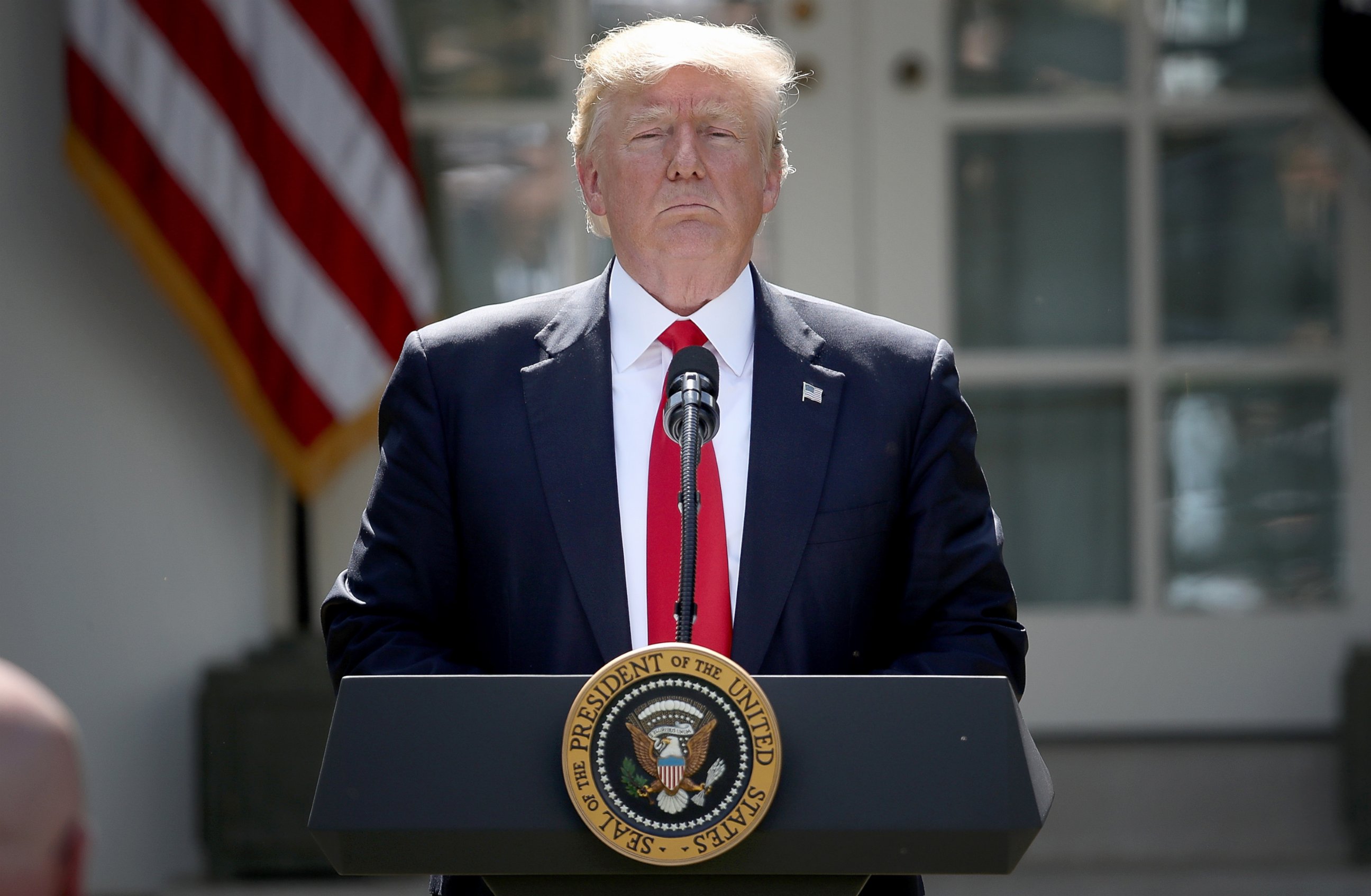 PHOTO: President Donald Trump concludes his announcement to withdraw the United States from the Paris Climate Agreement in the Rose Garden at the White House, June 1, 2017.