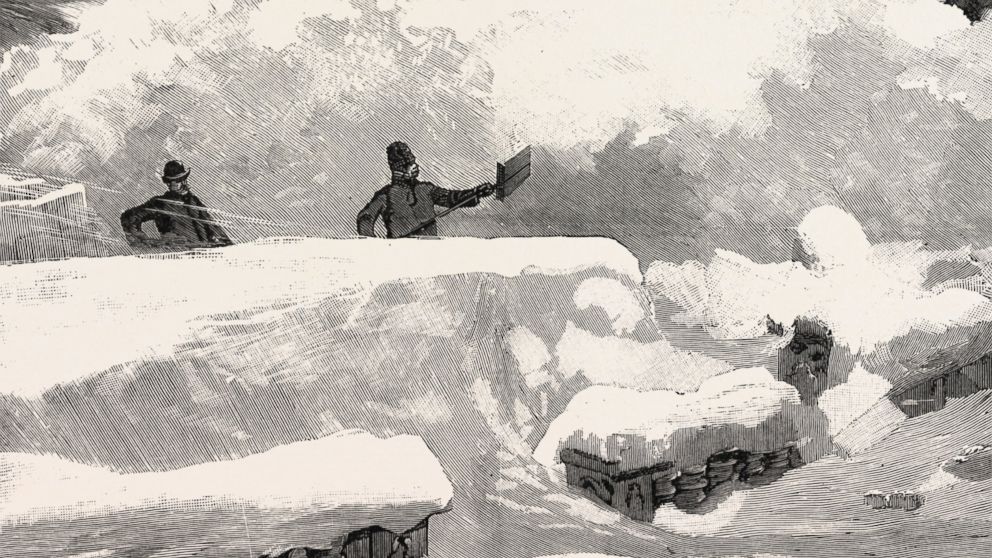 PHOTO: An 1888 engraving shows people digging out following a blizzard in New York City.