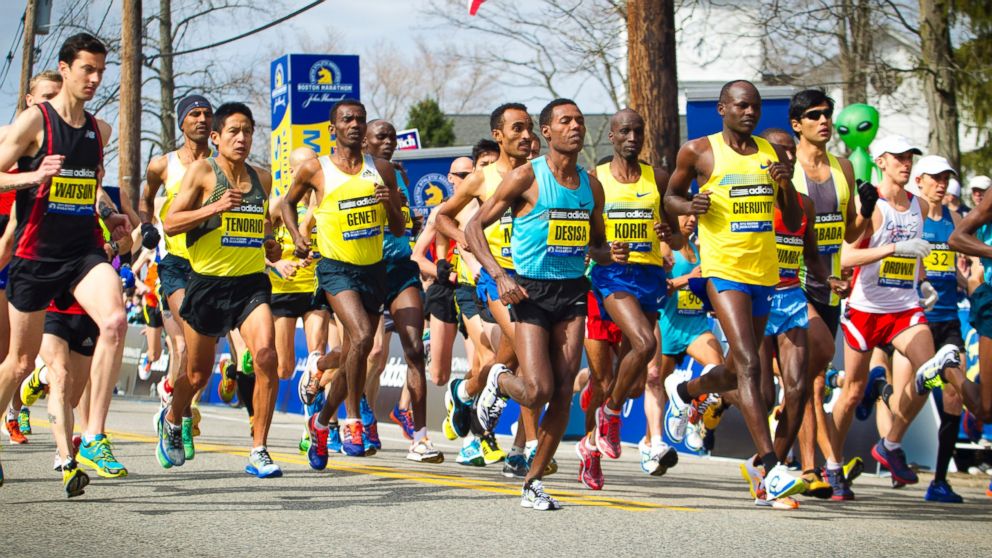 PHOTO: The elite men's race start of the 117th Boston Marathon kicked off in Hopkinton, Mass., April 15, 2013.