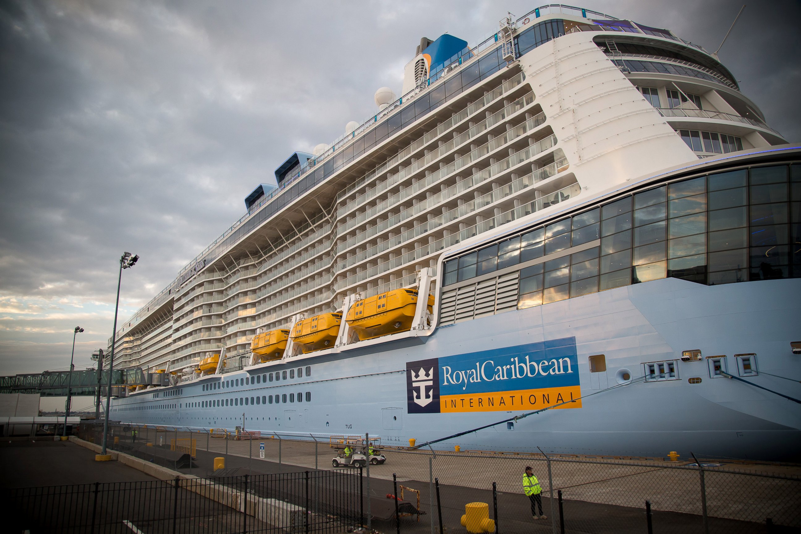 PHOTO: Royal Caribbean Cruises Ltd.'s Quantum-class cruise ship, the Anthem of the Sea, sits moored at the Cape Liberty Cruise Port in Bayonne, N.J. on Oct. 6, 2015. 