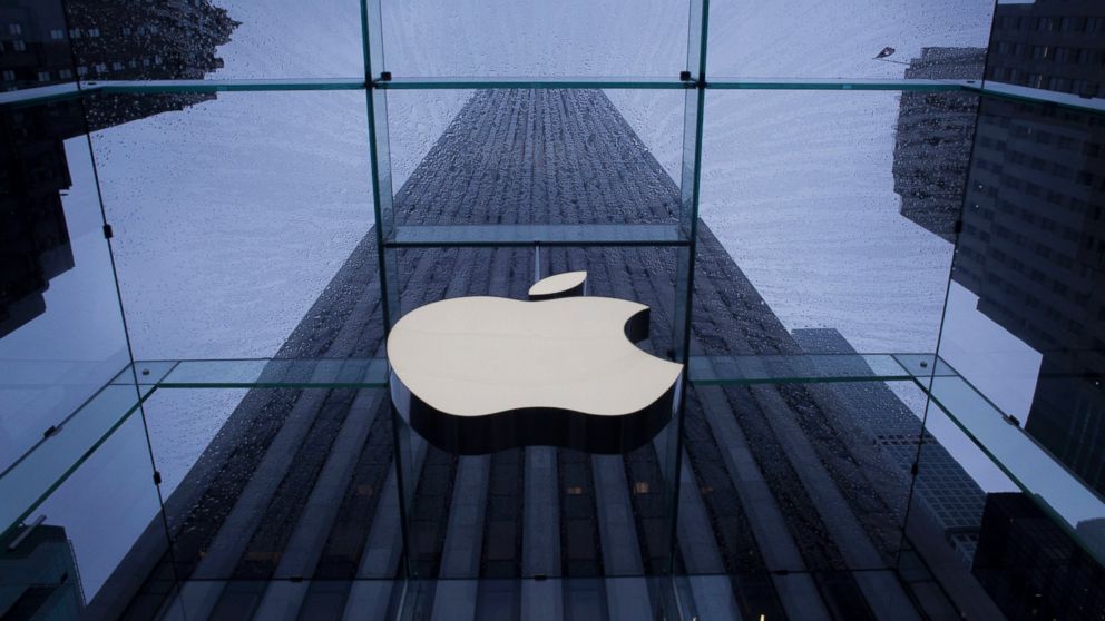 The Apple Inc. logo is seen at the entrance to its store in New York, NY. 