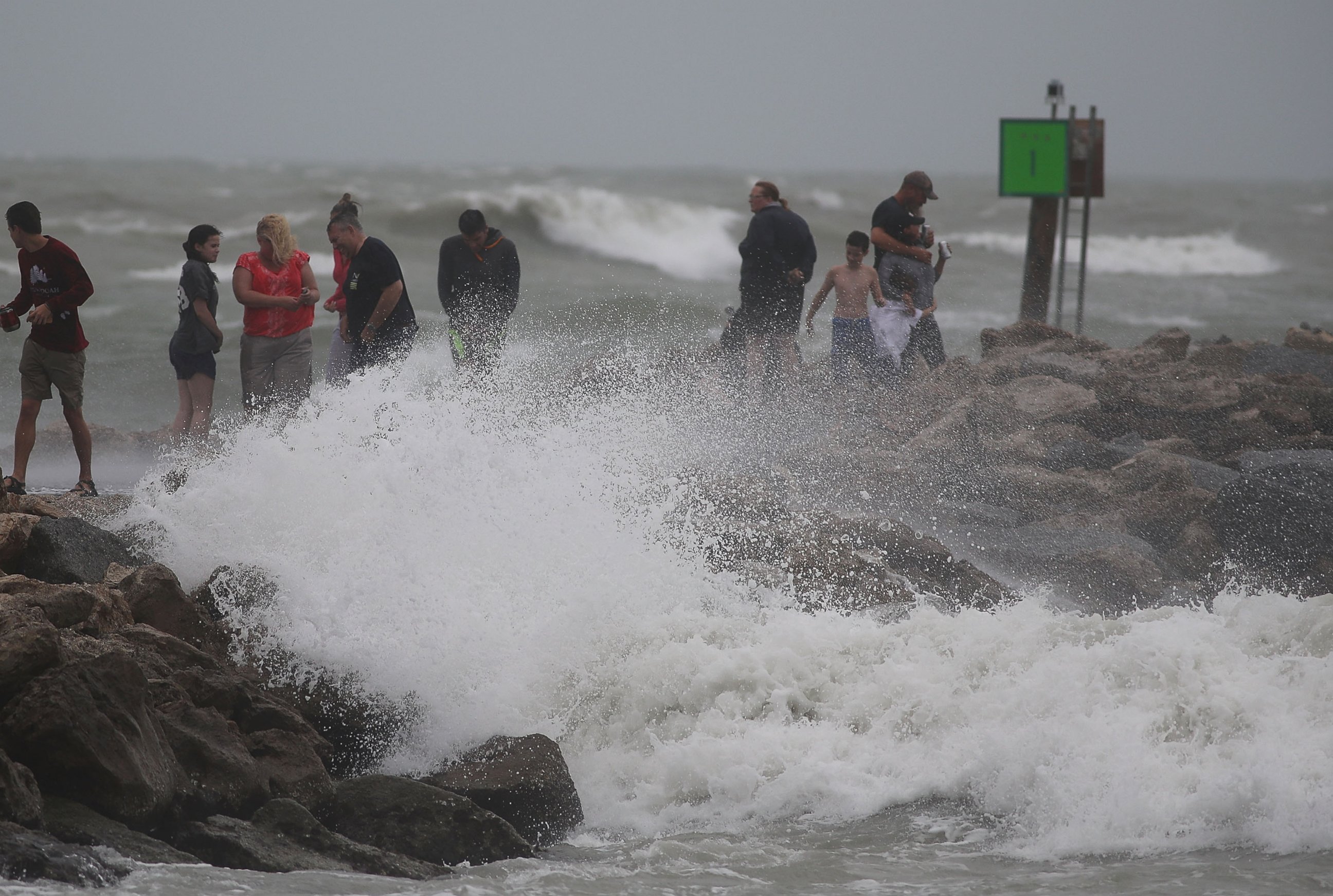 PHOTO: People check out the waves from Tropical Storm Colin on June 6, 2016 in Venice, Florida. Florida Gov. Rick Scott declared a state of emergency as Colin brought with it high winds and a threat of serious flooding. 