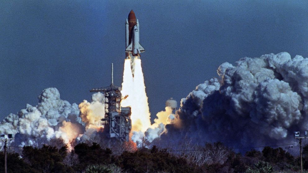 PHOTO: Space shuttle Challenger lifts off, Jan. 28, 1986, from a launch pad at Kennedy Space Center, 72 seconds before its explosion killing the crew of seven.