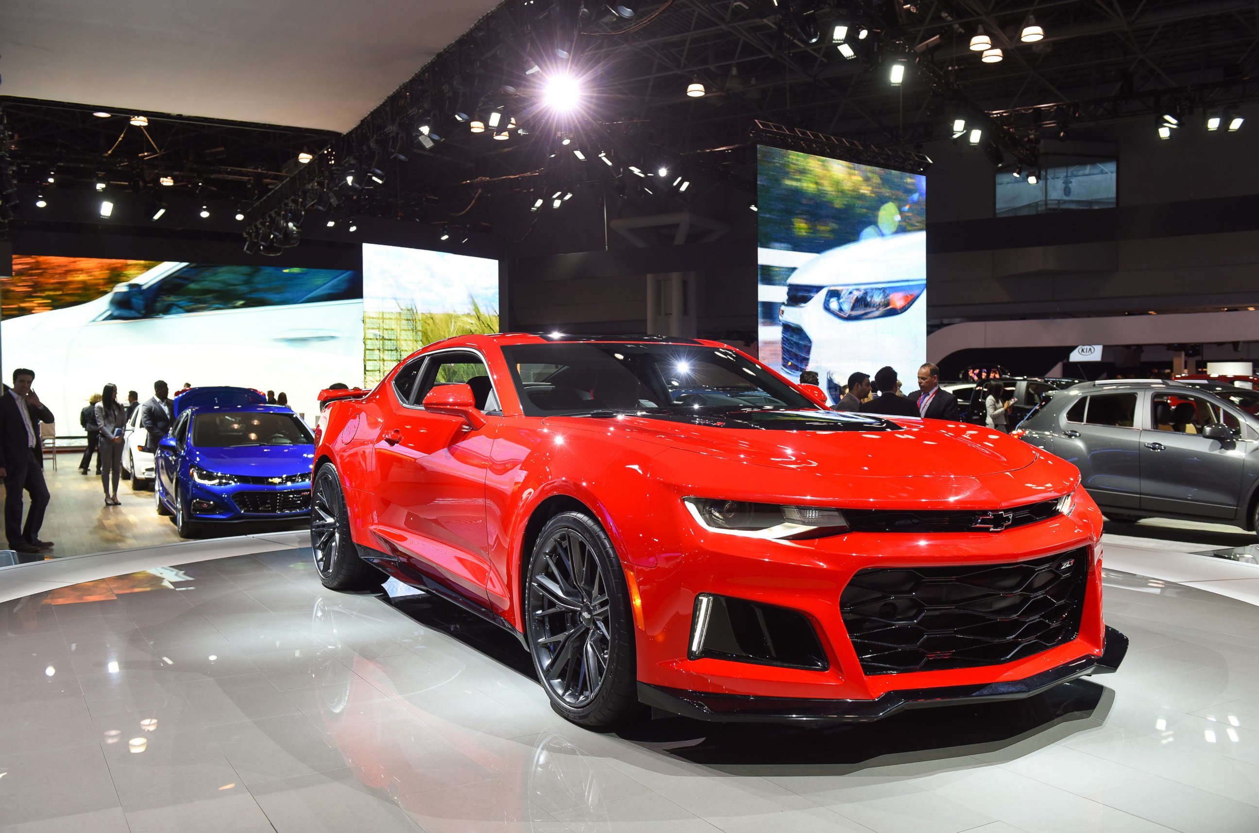 PHOTO: The  General Motors Co. (GM) Chevrolet Camaro ZL1 vehicle is displayed during the 2016 New York International Auto Show on March 24, 2016 in New York City. 
