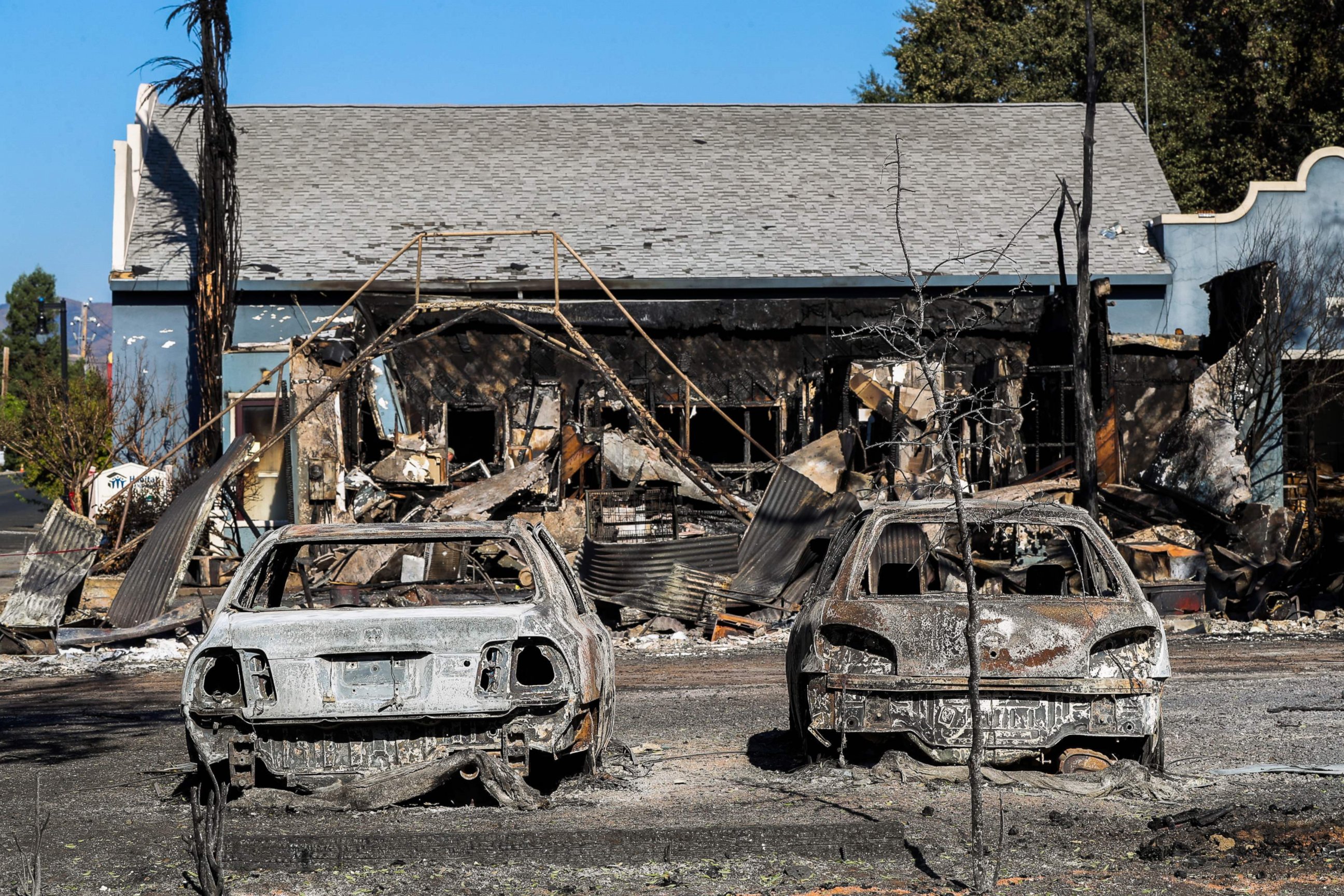 PHOTO: Cars destroyed in the Clayton Fire are seen in Lower Lake, California, Aug. 15th, 2016. 