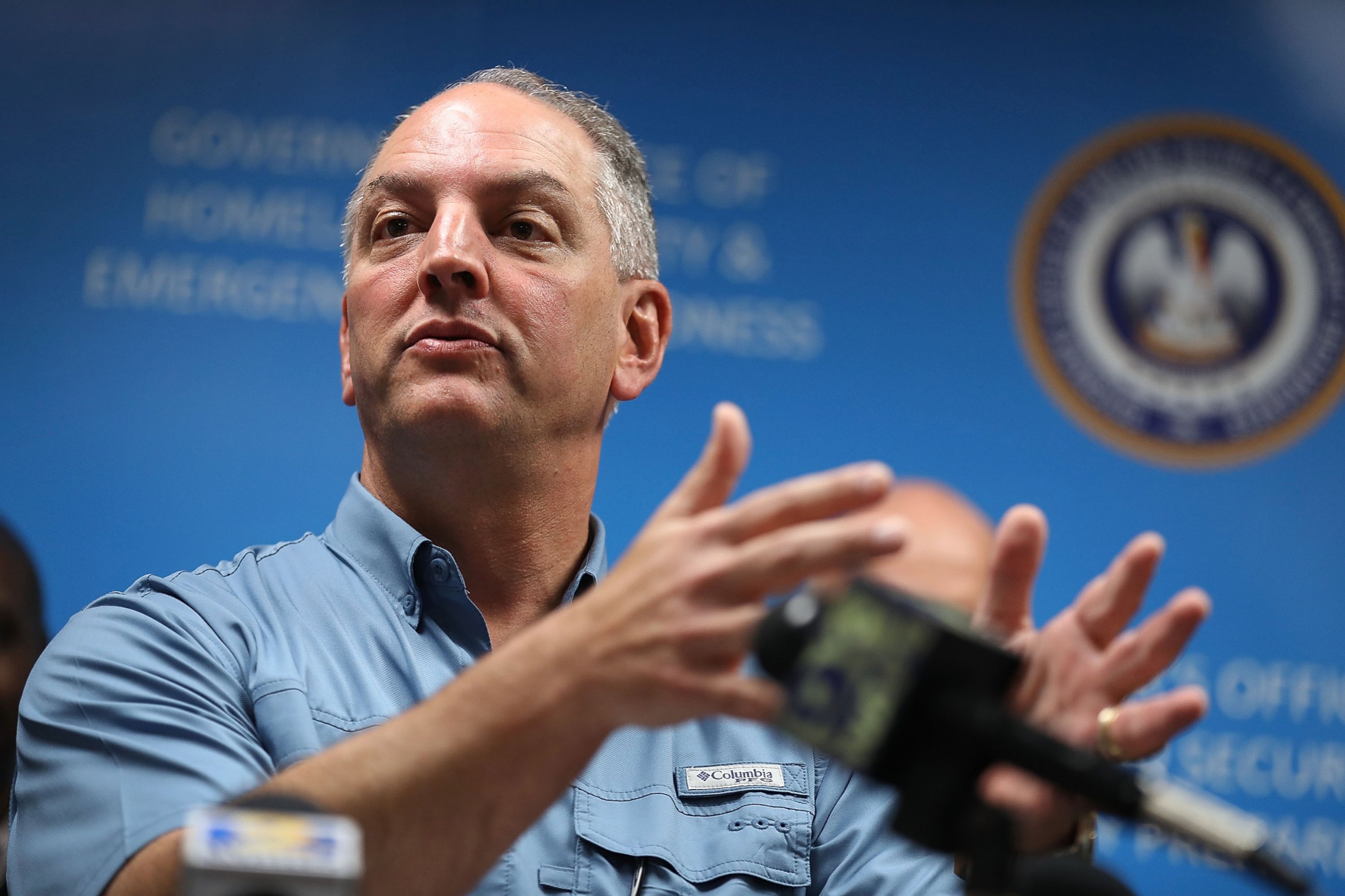 PHOTO: Louisiana Governor John Bel Edwards speaks during a press conference to update the public on FEMA's disaster recover and temporary housing programs, on Aug. 19, 2016, in Baton Rouge, Louisiana.  