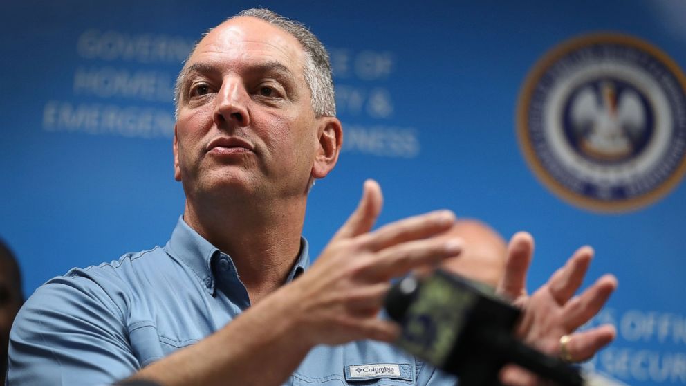 PHOTO: Louisiana Governor John Bel Edwards speaks during a press conference to update the public on FEMA's disaster recover and temporary housing programs, on Aug. 19, 2016, in Baton Rouge, Louisiana.  