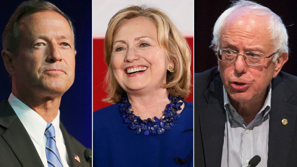 Martin O'Malley, Hillary Clinton and Bernie Sanders are seen here in this undated file photo.