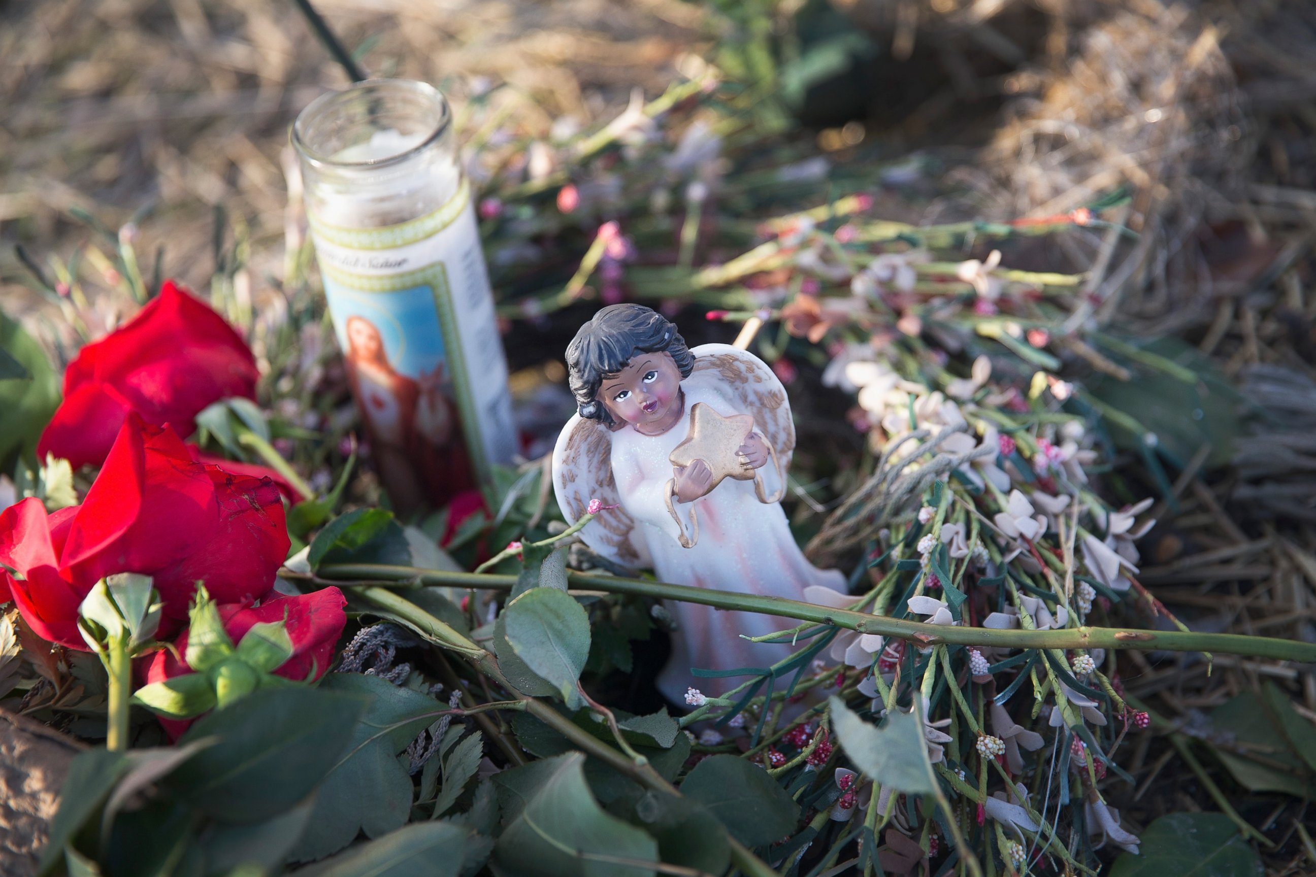 PHOTO: A memorial sits along the street near the location where Laquan McDonald was shot and killed in Chicago, Illinois. 