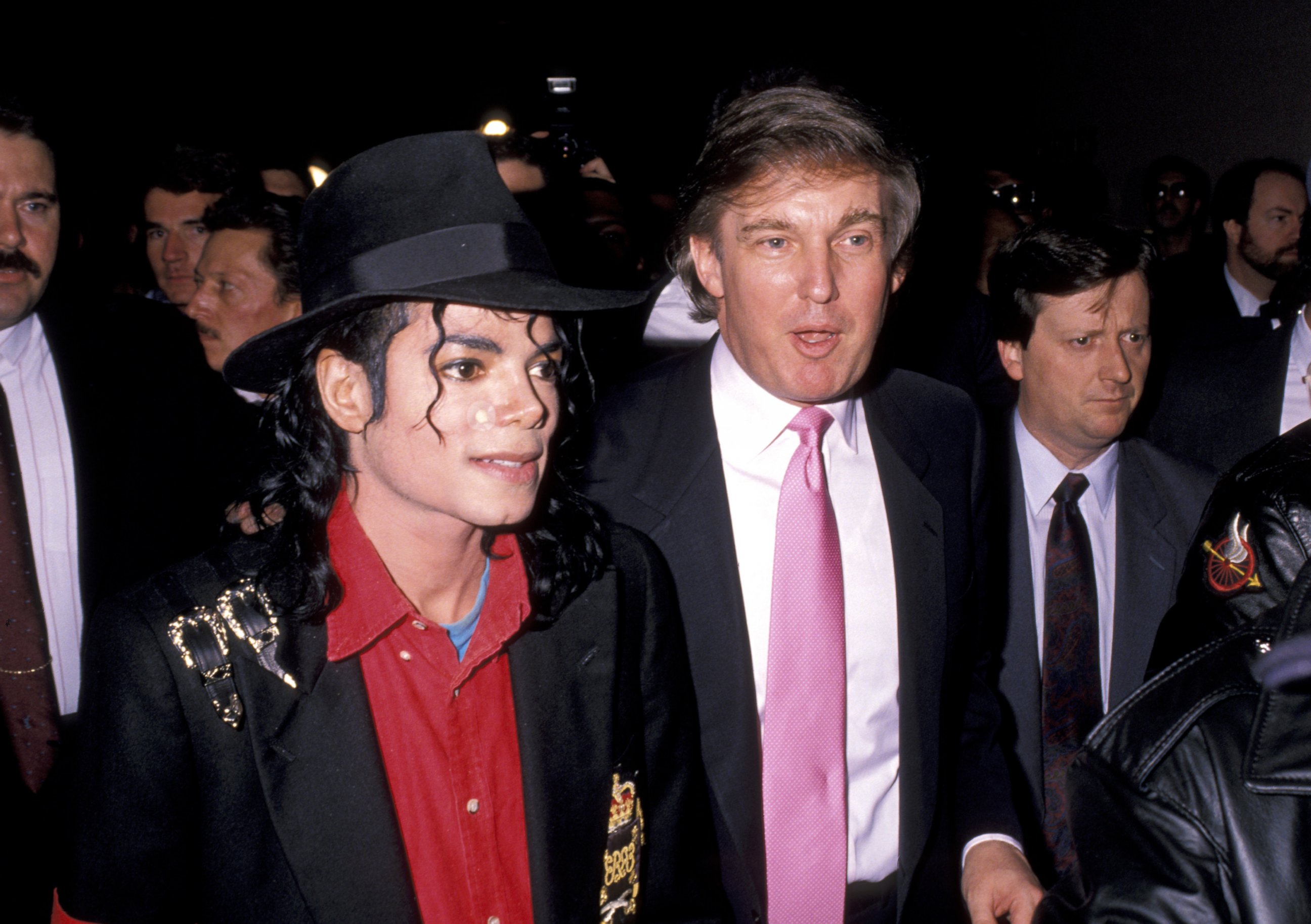 PHOTO: Michael Jackson and Donald Trump at Donald Trump's Taj Mahal Casino opening on April 5, 1990 in Atlantic City, New Jersey.