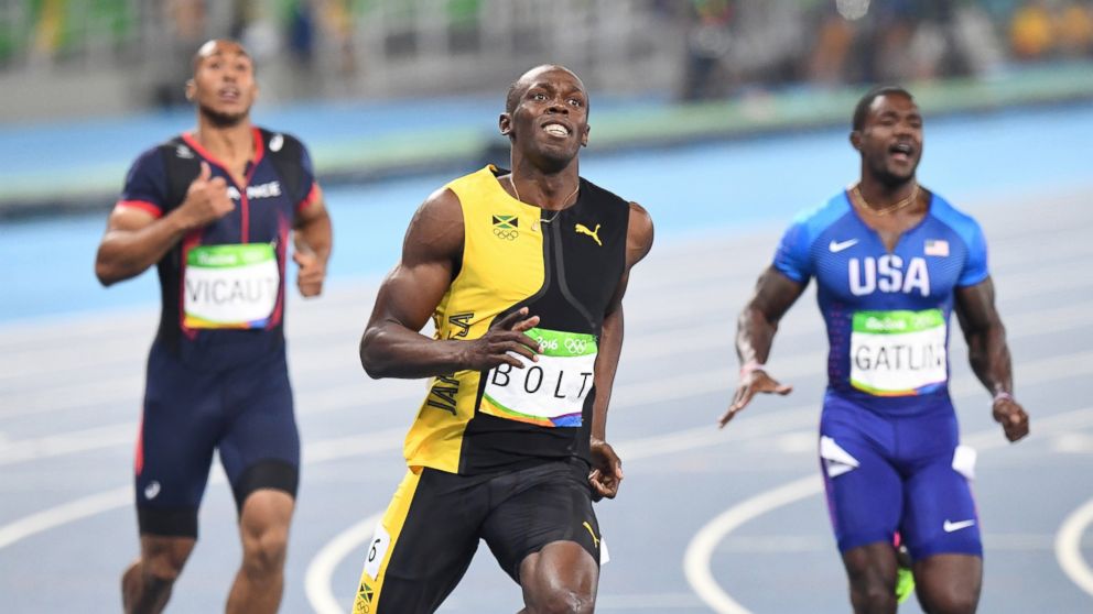 PHOTO: Usain Bolt smiles after winning the 100-meter event, on Aug. 14, 2016, at the Rio Games in Rio de Janeiro.