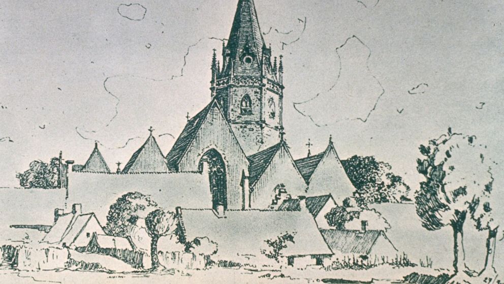 PHOTO: Drawing of an unidentified church by Adolf Hitler, early 1900's.