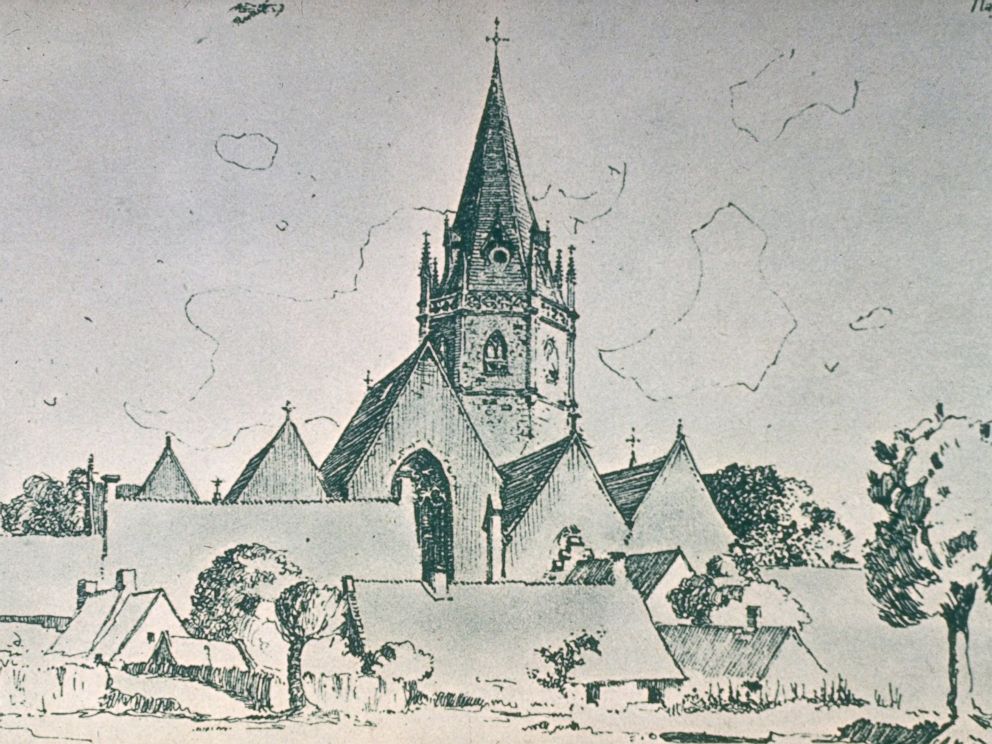 PHOTO: Drawing of an unidentified church by Adolf Hitler, early 1900s.