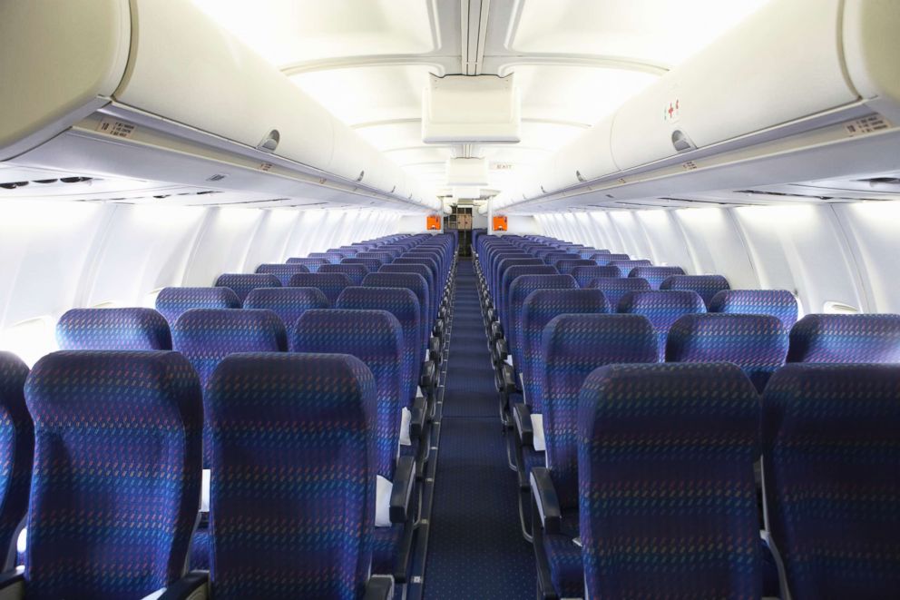 PHOTO: The interior of an airplane with rows of empty seats is pictured in this undated stock photo.