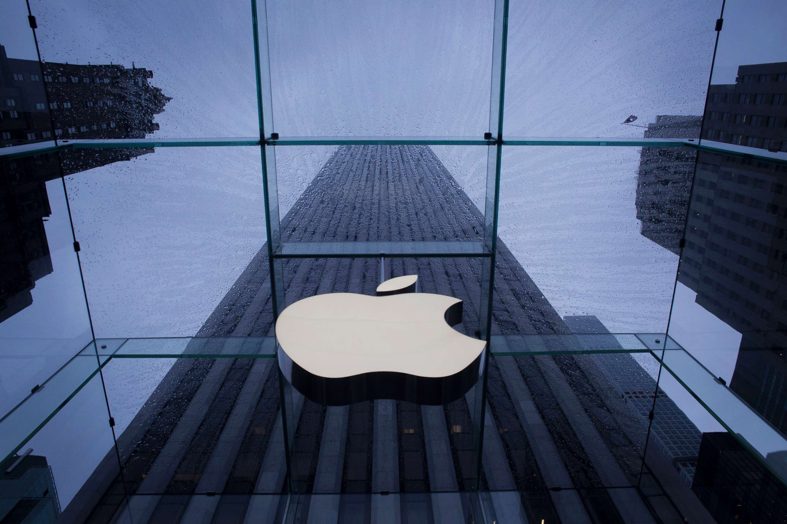 PHOTO: The Apple Inc. logo is seen at the entrance to a store in New York, Sept. 10, 2015. 