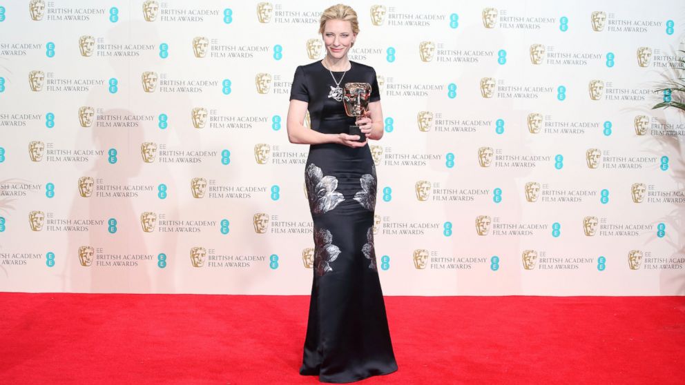 Cate Blanchett poses in the winners room at the EE British Academy Film Awards 2014 at The Royal Opera House, Feb. 16, 2014, in London.