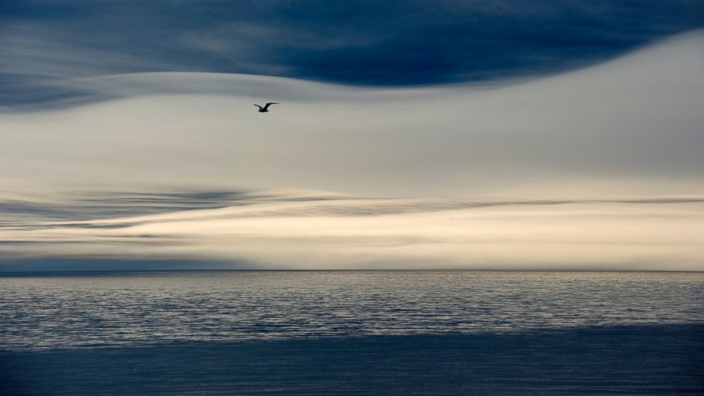 PHOTO: A view of the Chukchi Sea as seen from Wainwright, Alaska, just after midnight, July 18, 2011. 