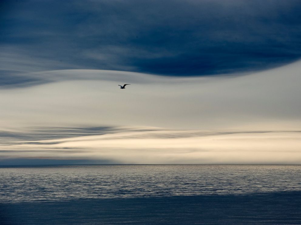 PHOTO: A view of the Chukchi Sea as seen from Wainwright, Alaska, just after midnight, July 18, 2011.