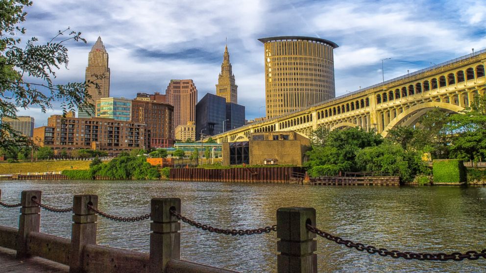 The Cleveland skyline is pictured in this stock image. 