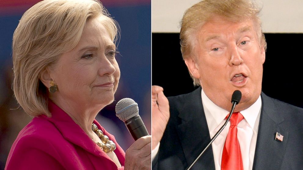 Hillary Clinton, left, and Donald Trump campaign for president.