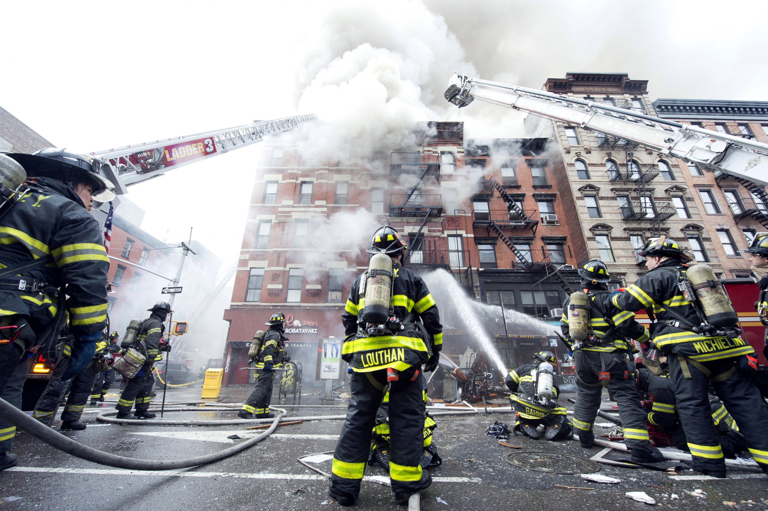PHOTO: A building collapsed after it was rocked by a blast and a fire, March 26, 2015, in New York.