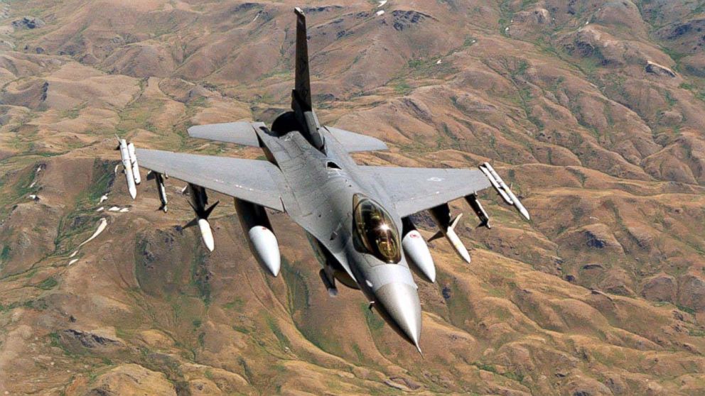This undated file image shows a U.S. Air Force F-16 on patrol over the "No-Fly Zone" in Northern Iraq.