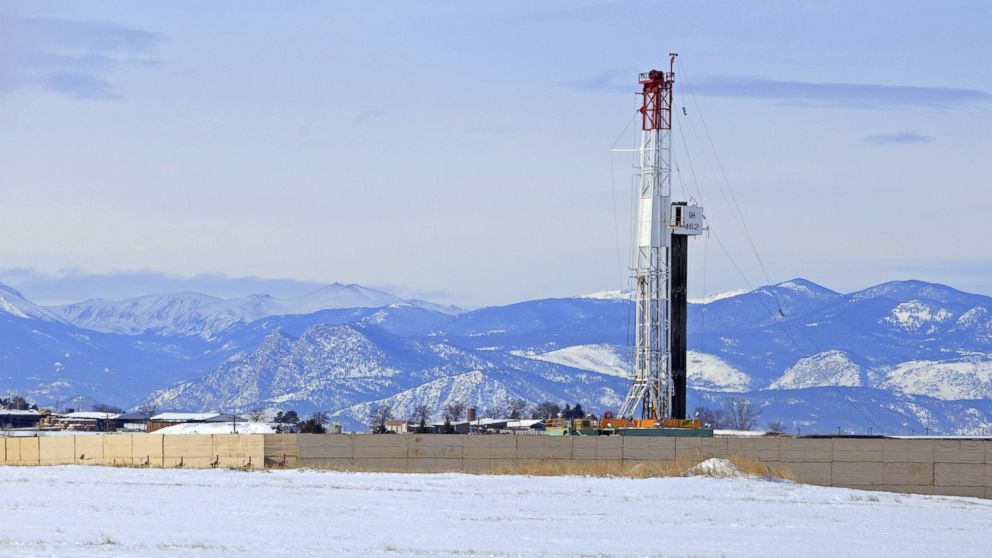 A hydraulic fracturing (fracking) rig is seen in Weld County, Colo., Feb. 4, 2016.