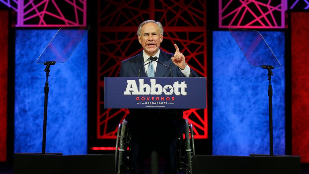PHOTO: Texas Gov. Greg Abbott speaks during the opening of the Texas Republican Convention, May 12, 2016, in Dallas. 