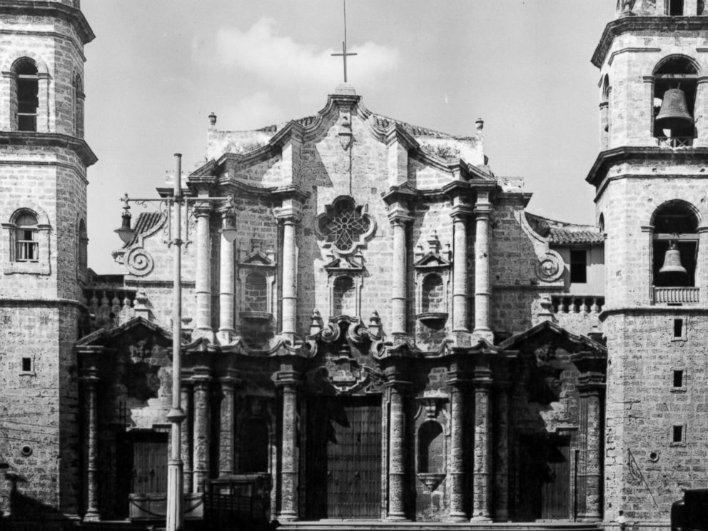 PHOTO: A view of the Cathedral of The Virgin Mary of the Immaculate Conception from January 1950, in Havana, Cuba.  
