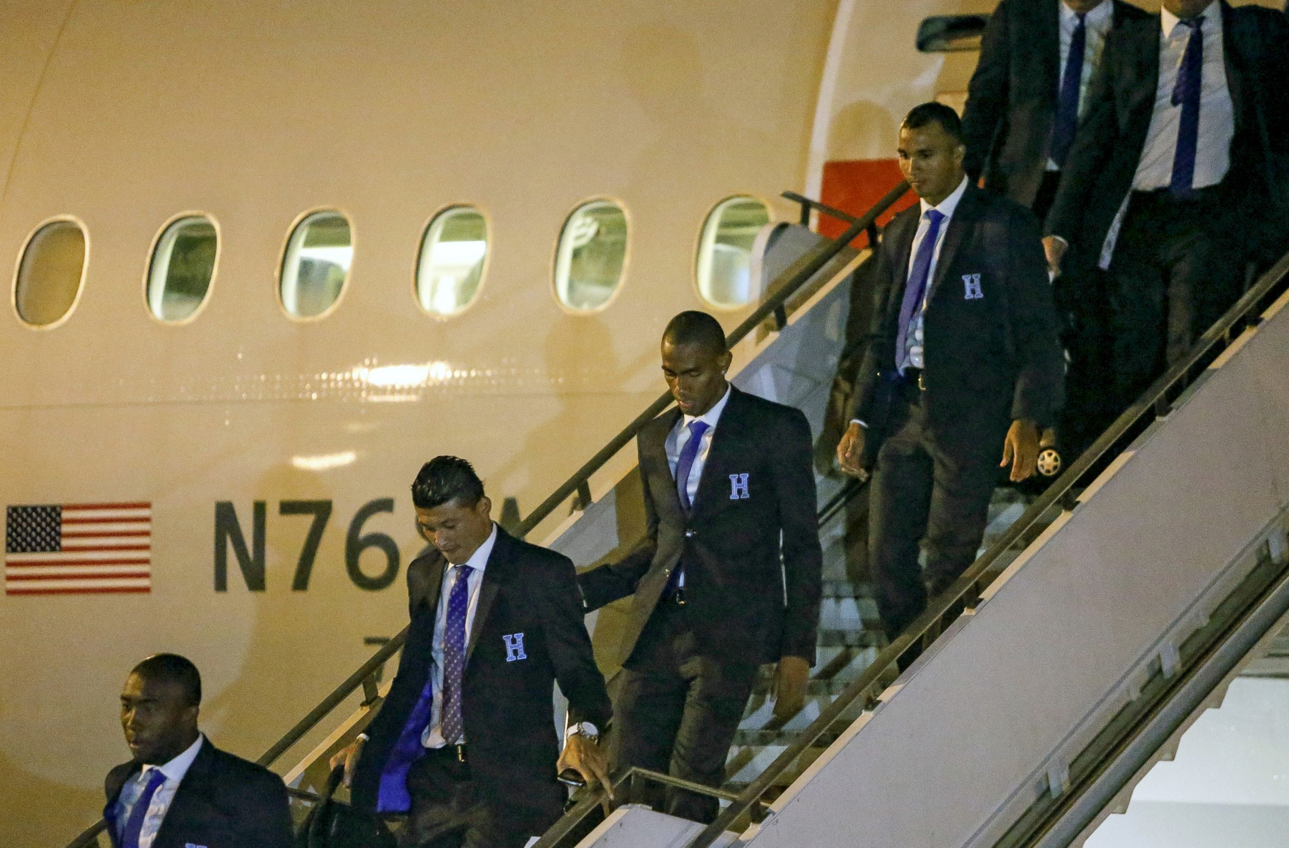 PHOTO: The Honduran national football team arrives at Guarulhos International Airport in Sao Paulo, June 9, 2014, to take part in the FIFA World Cup Brazil 2014.