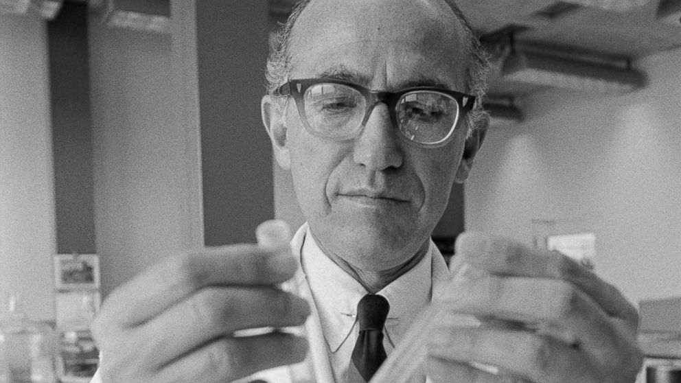 Jonas Salk, creator of the polio vaccine, on THE TWENTY-FIRST CENTURY (21st Century) episode, "Jonas Salk: Science of Life."  Image dated October 1, 1967. 