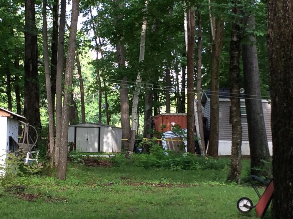 PHOTO: A red cargo container can be seen on the property of Nathaniel Kibby in Gorham, N.H., July 29, 2014.