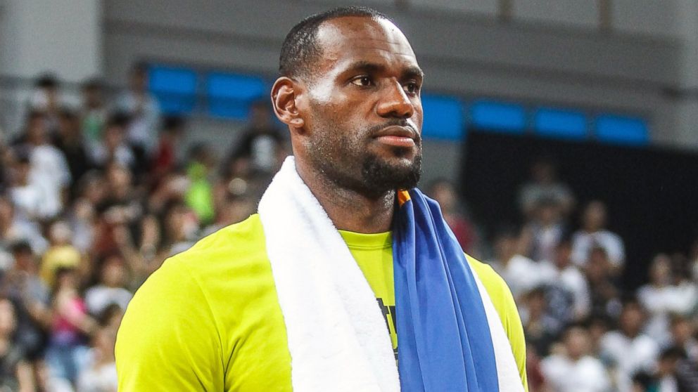 LeBron James of the Cleveland Cavaliers meets fans at Guangzhou Sport University, July 22, 2014, in Guangzhou, China.