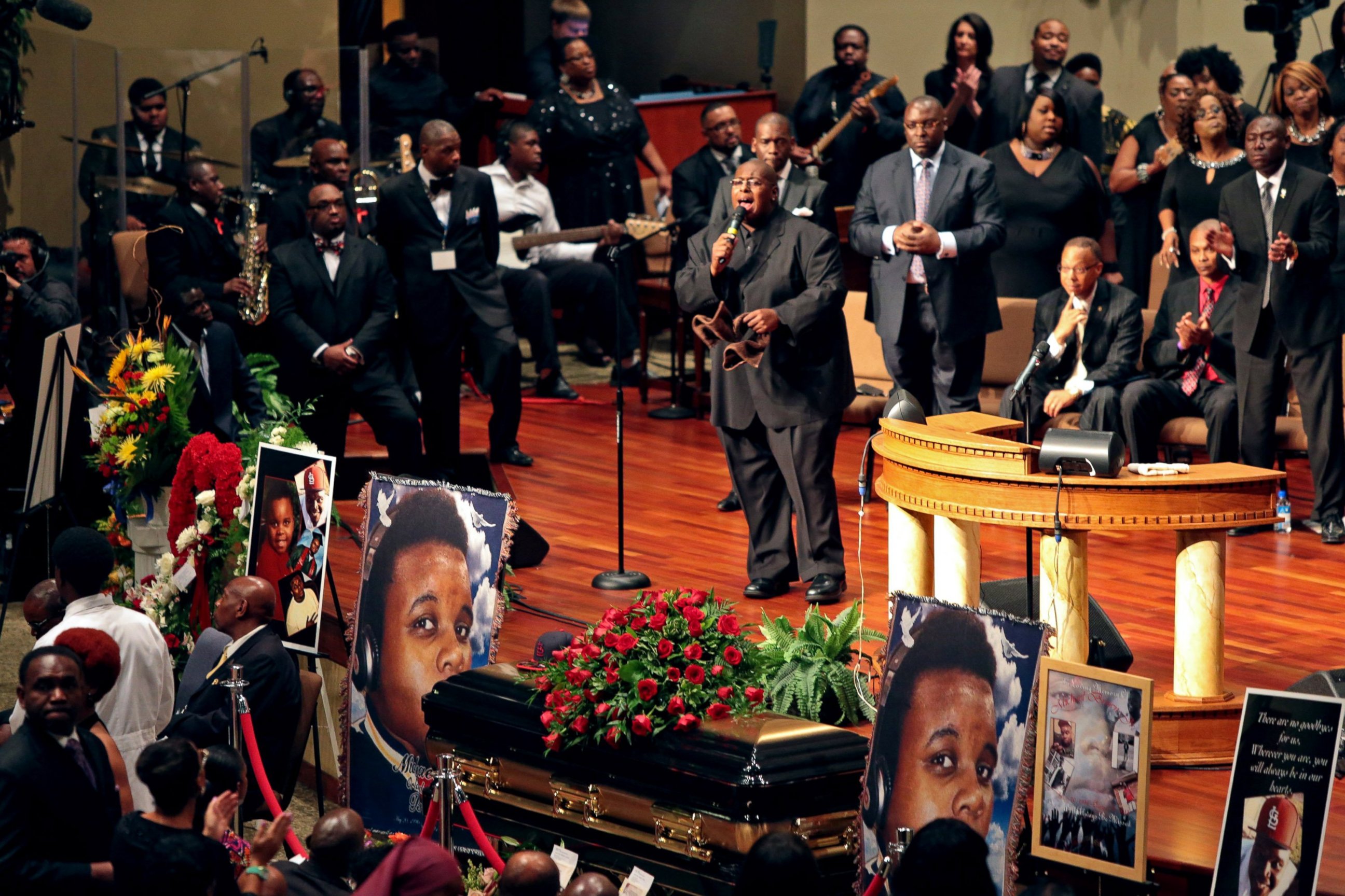 PHOTO: Funeral services for Michael Brown are held on Aug. 25, 2014, at Friendly Temple Missionary Baptist Church in St. Louis, Mo. 