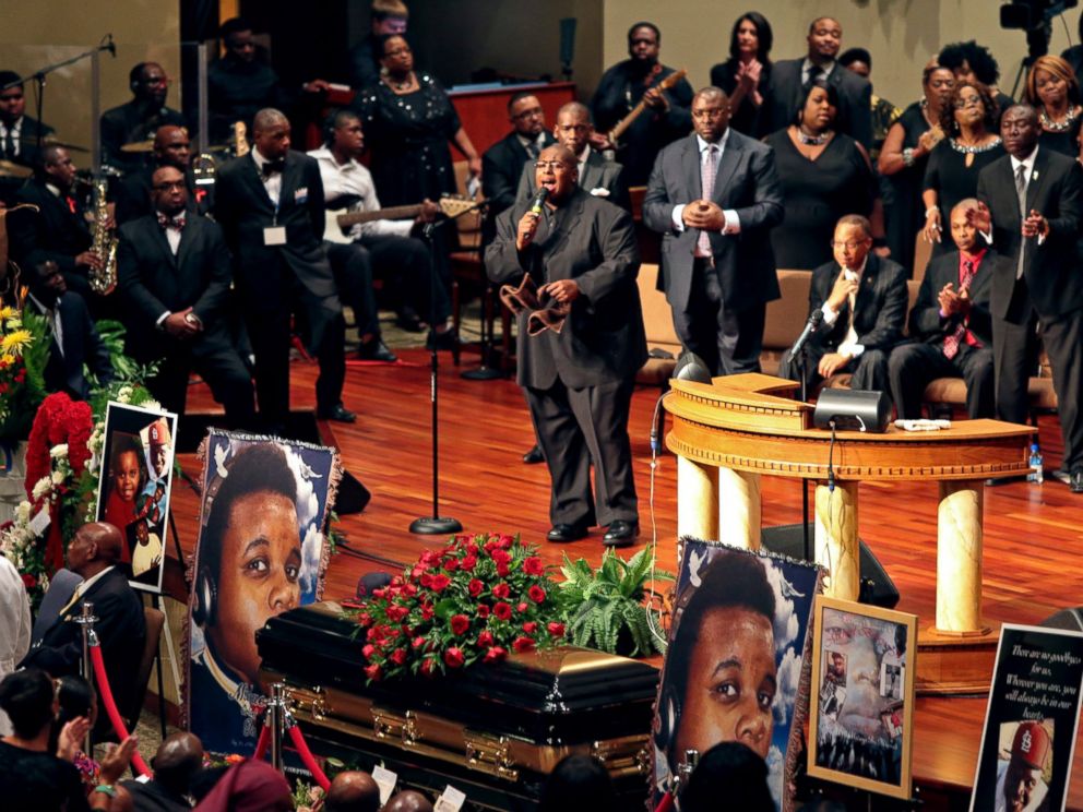 PHOTO: Funeral services for Michael Brown are held on Aug. 25, 2014, at Friendly Temple Missionary Baptist Church in St. Louis, Mo.