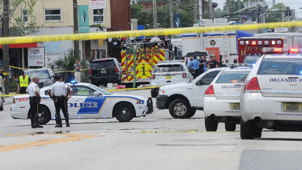 Orlando police officers are seen outside of Pulse nightclub after a fatal shooting and hostage situation in Orlando, Fla., June 12, 2016. 
