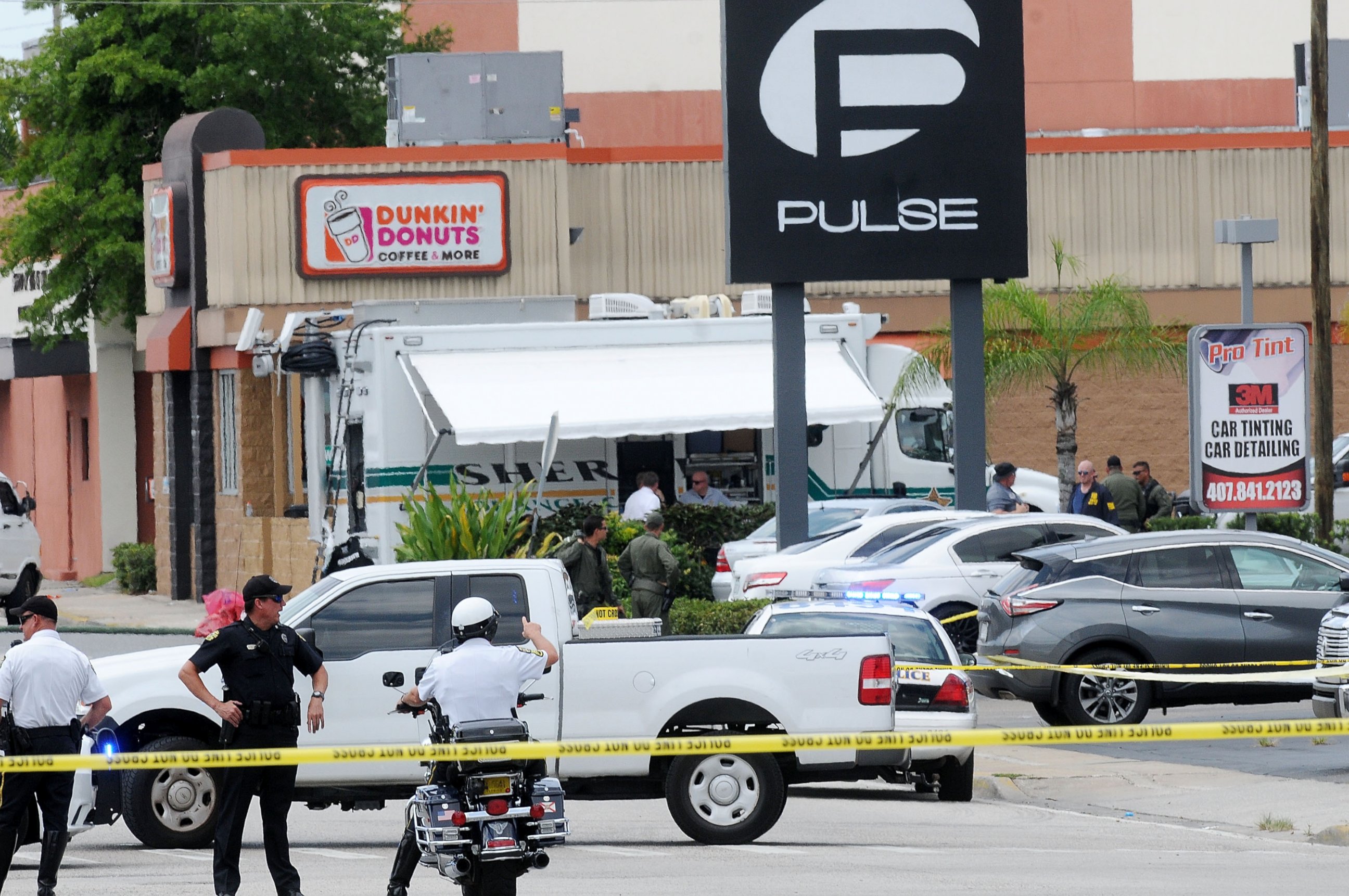 PHOTO:Orlando police officers seen outside of Pulse nightclub after a fatal shooting and hostage situation, June 12, 2016, in Orlando, Fla.   