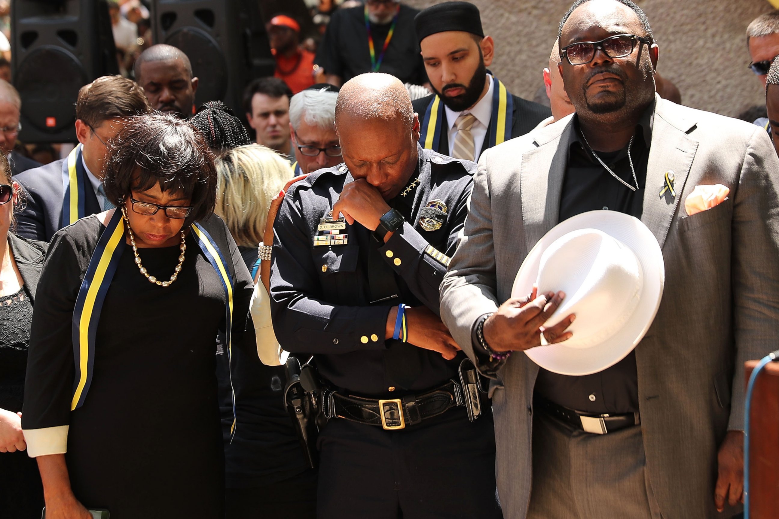 PHOTO: Dallas Police Chief David Brown pauses at a prayer vigil July 8, 2016 in Dallas.