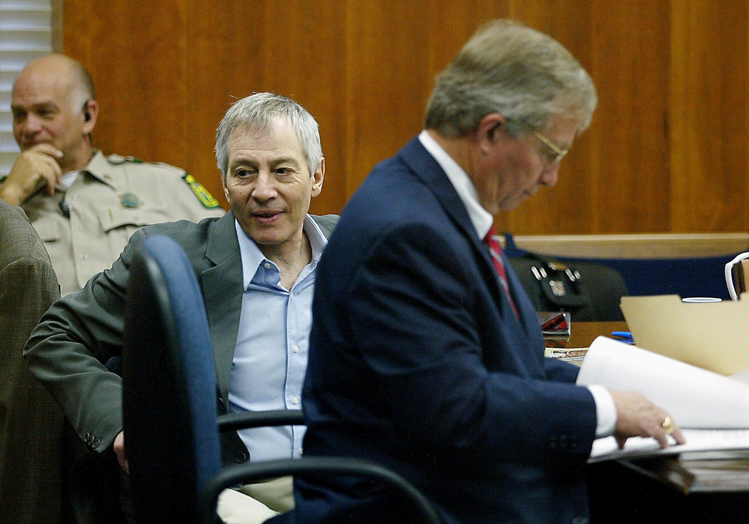 PHOTO: Robert Durst sits with his attorney Dick DeGuerin, Nov. 10, 2003 at the Galveston County Courthouse in Galveston, Texas. 