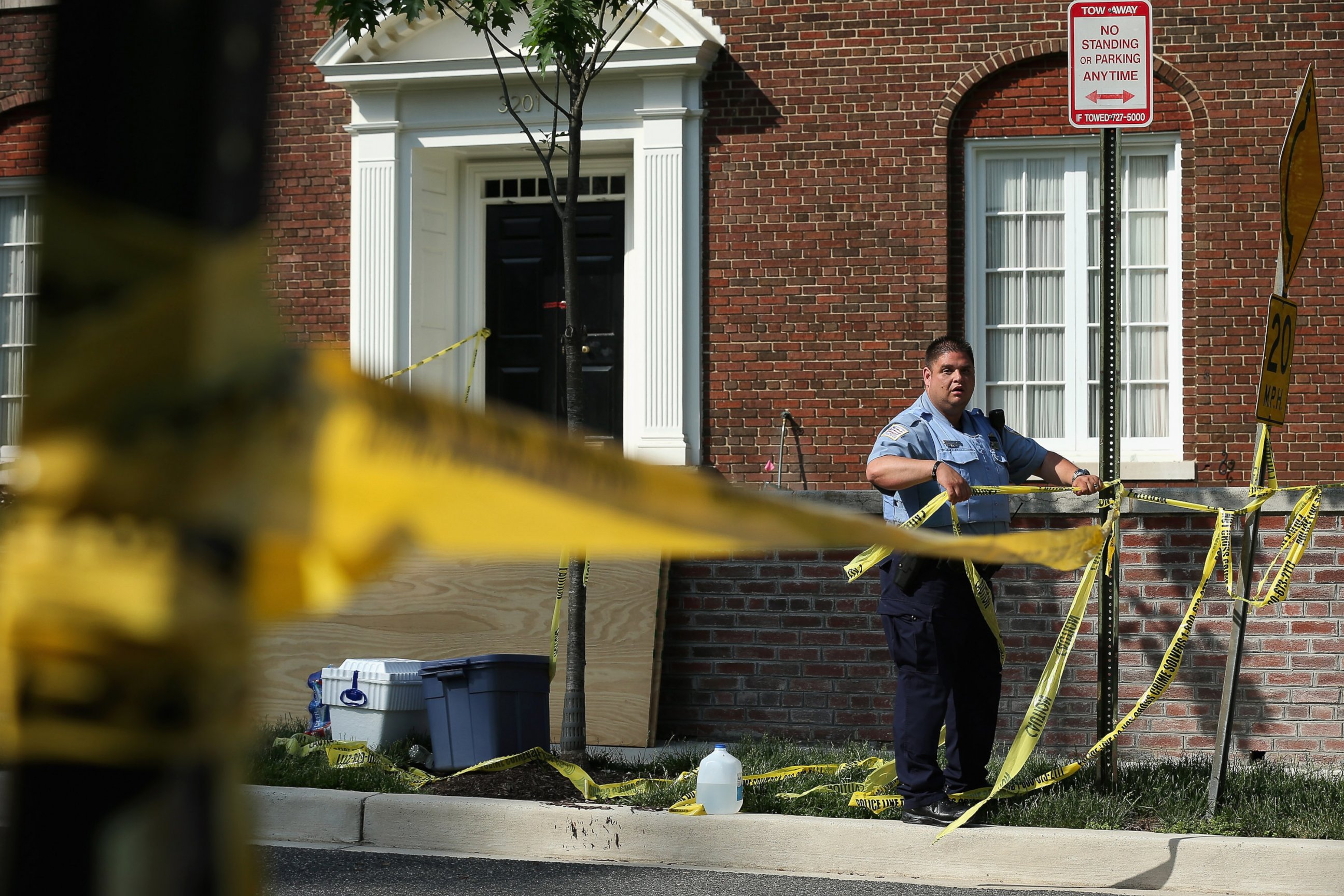 PHOTO: The police at the 3200 block of Woodland Drive NW, May 19, 2015, in Washington. Firefighters discovered the bodies of Savvas Savopoulos, his wife Amy, their son Philip, and the housekeeper, Veralicia Figueroa, at the house.