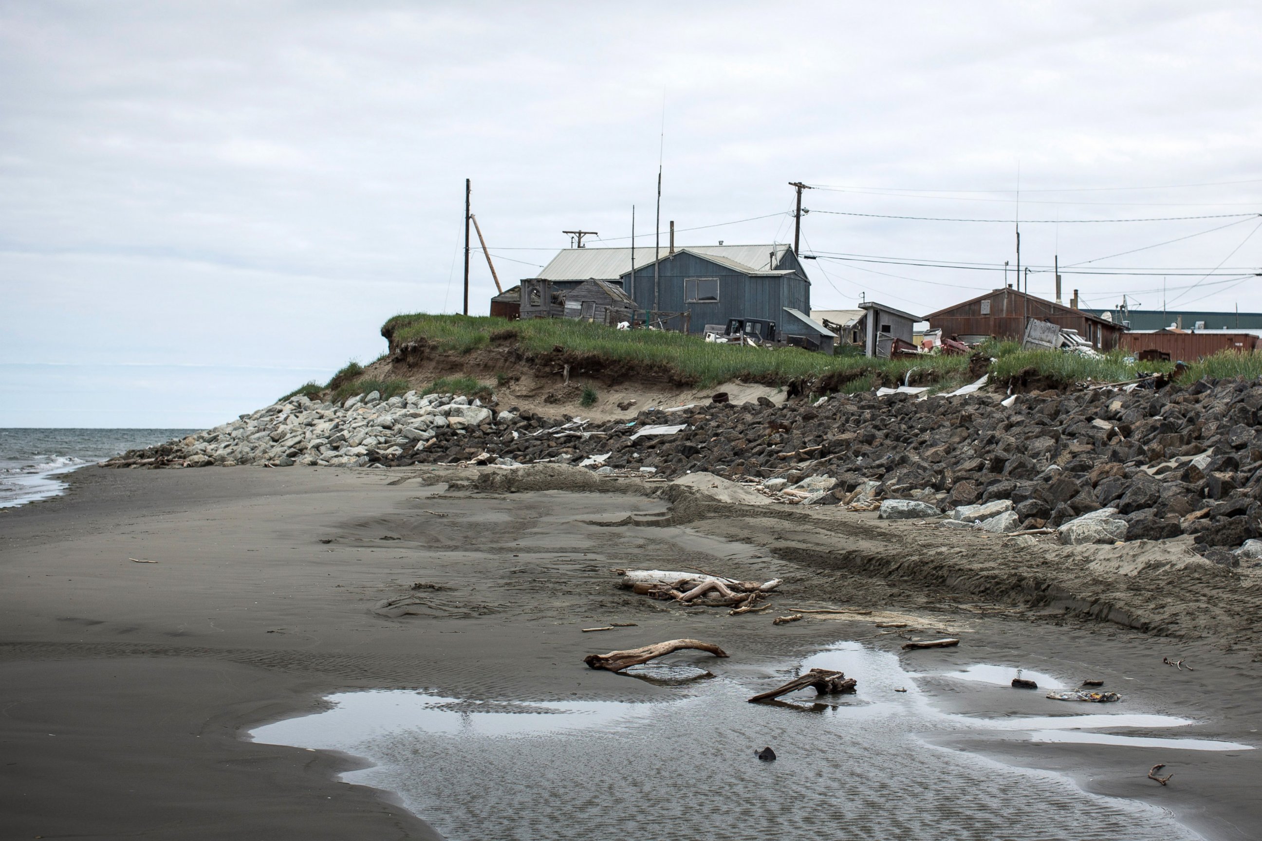 PHOTO: A view of the beach along a barrier island in the Chukchi sea, is seen, July 8, 2015, in Shishmaref, Alaska. 