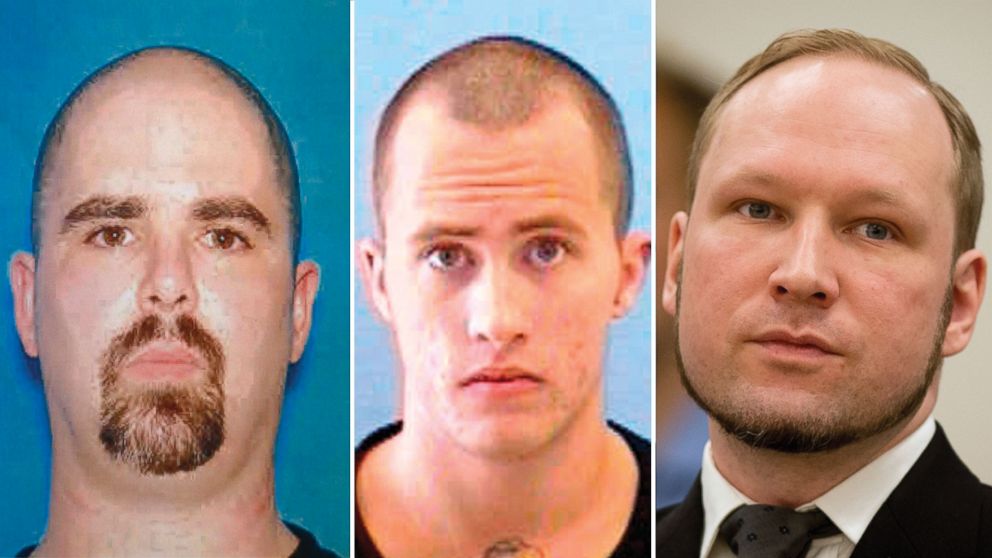 From left to right, Wade Michael Page, Richard Poplawski, and Anders Breivik are seen. 
