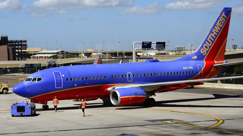 A Southwest Airlines plane is pictured in Phoenix on Sept. 28, 2014.
