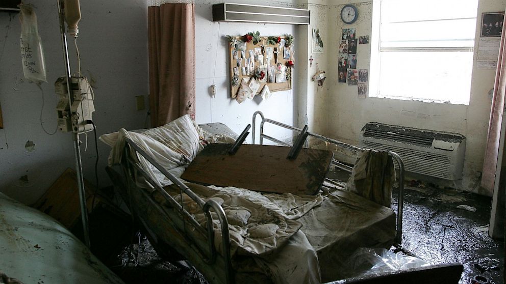 PHOTO: A room at the St. Rita's Nursing Home, September 2005, in St. Bernard, Louisiana. 