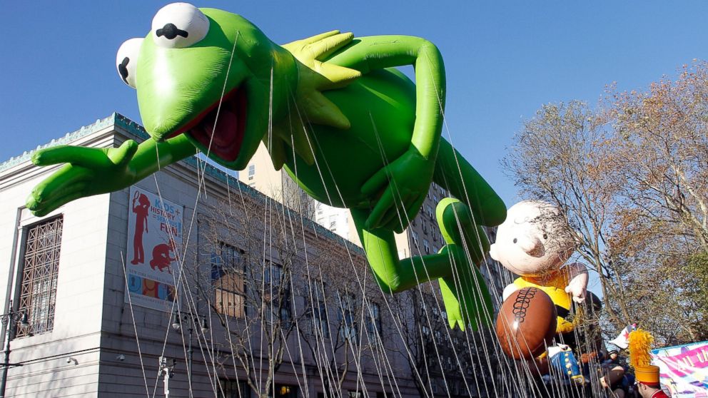 The Kermit balloon floats by at the 86th Annual Macy's Thanksgiving Day Parade, Nov. 22, 2012, in New York City.
