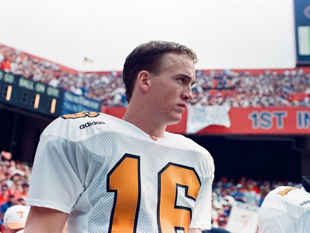 PHOTO:In this file photo, Peyton Manning of the Tennessee Volunteers looks on against the Florida Gators, Sept. 20, 1997.