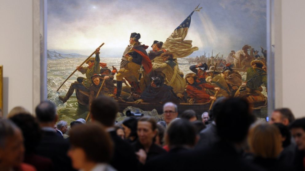 PHOTO: Emanuel Gottlieb Leutze's 1851 painting Washington Crossing the Delaware during a Press Preview for the Metropolitan Museum of Art's New American Wing Galleries for Paintings, Sculpture and Decorative Arts in New York, Jan. 12, 2012.