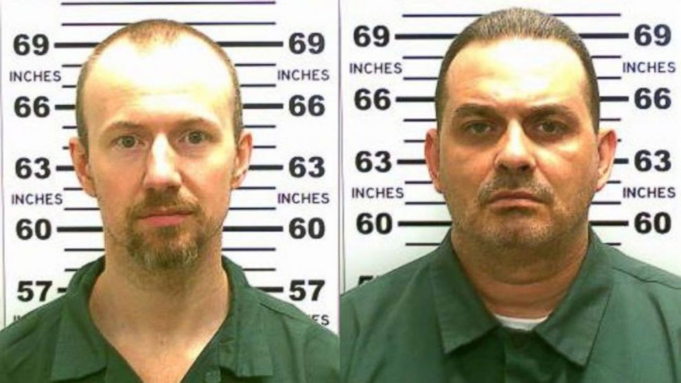 PHOTO:In this handout from New York State Police, convicted murderers David Sweat and Richard Matt are shown in this composite image. 
