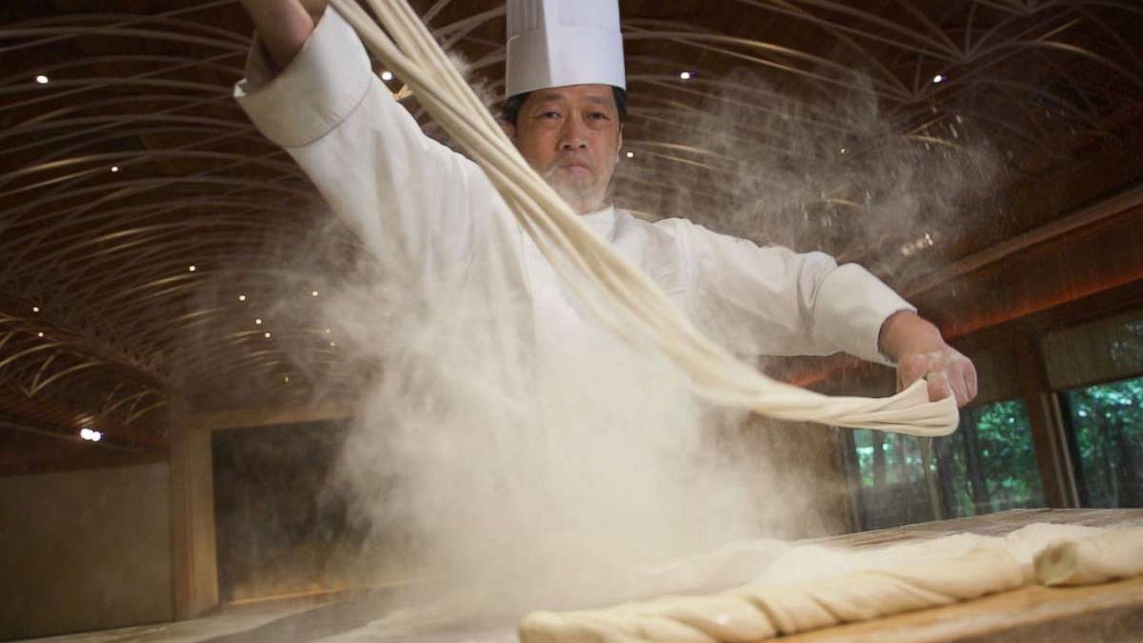 PHOTO: Hiroshi Kuroda broke the world record for longest handmade egg noodle.