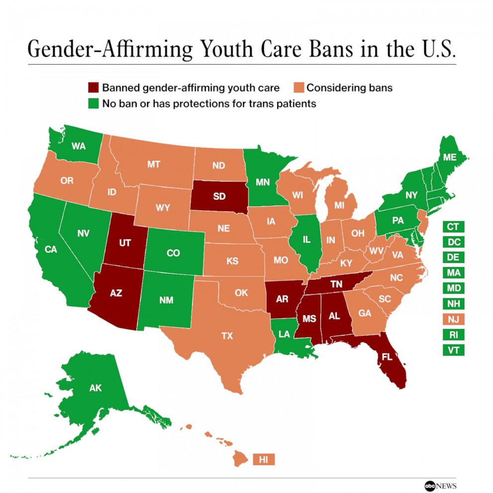 PHOTO: Gender-Affirming Youth Care Bans in the U.S.